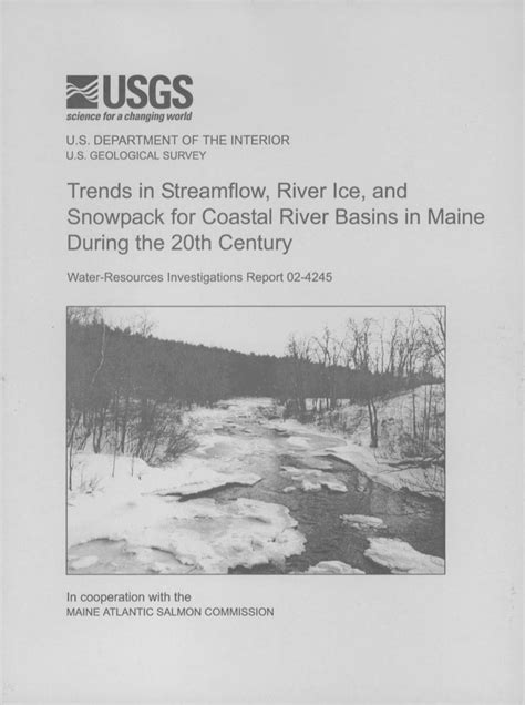 Book cover: Trends in streamflow, river ice, and snowpack for coastal river basin in Maine during the 20th century